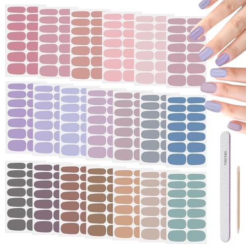 20 Sheets Nail Stickers Full Nail Wraps Nail Polish Strips Light Solid Color