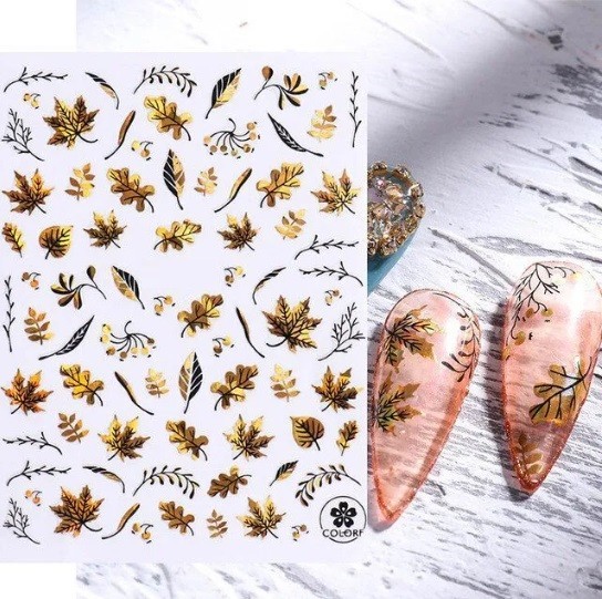 Gold Black Abstract Nail Art Stickers (Group 1)