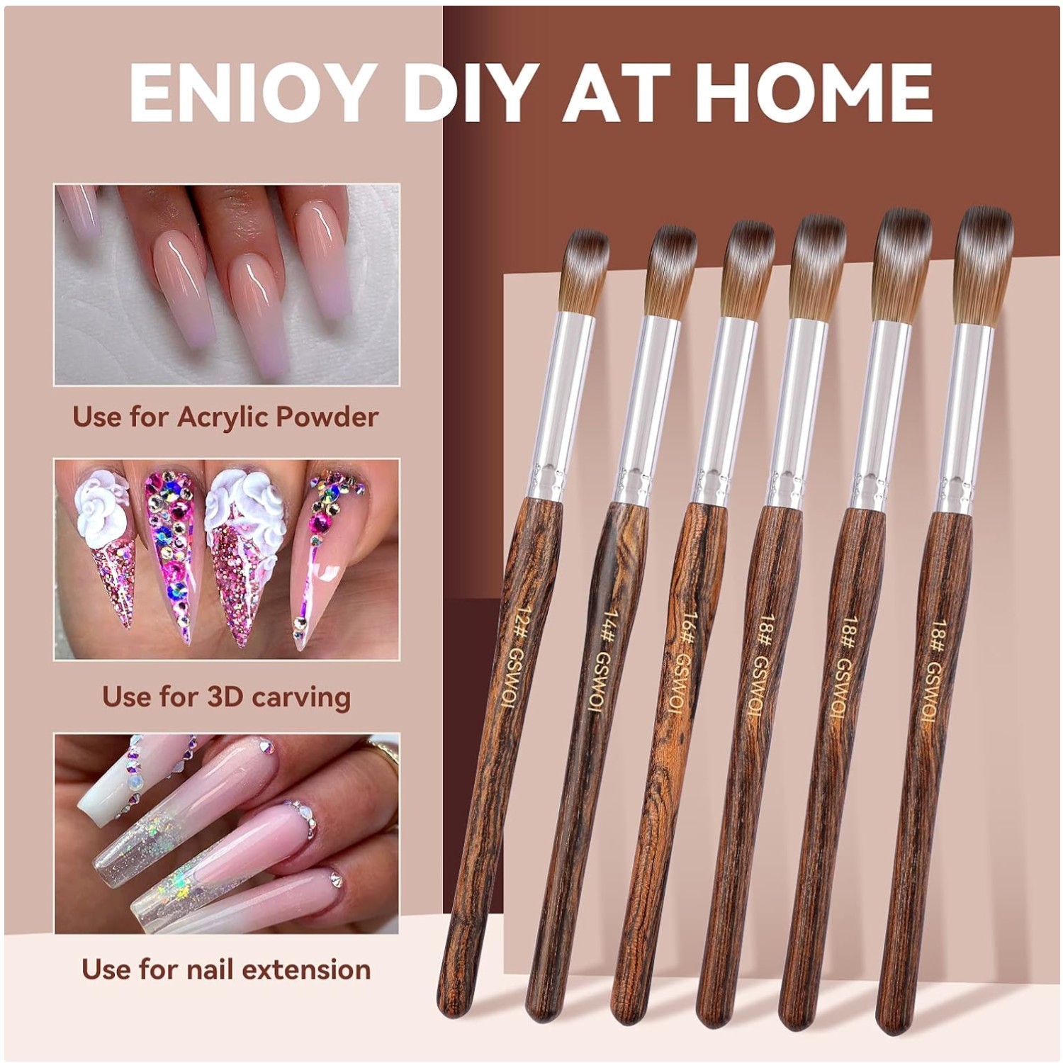 Kolinsky Acrylic Nail Brush #20 Wooden Handle