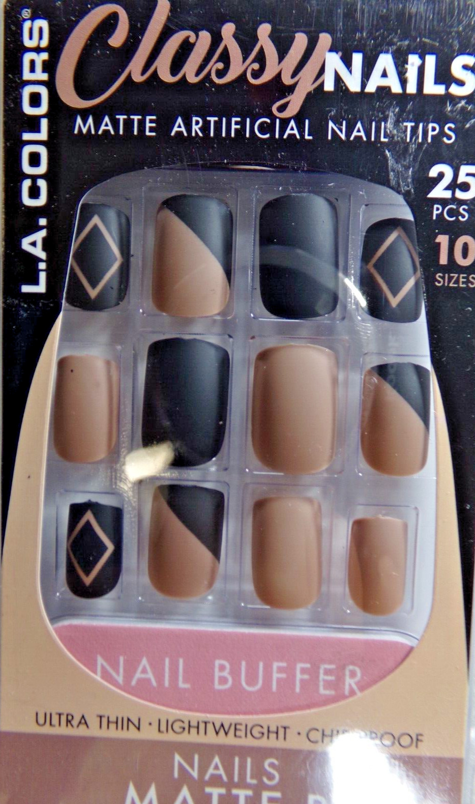 LA Colors Classy Nails, Brown & Black Matte-r GLUE-On Active Short Length