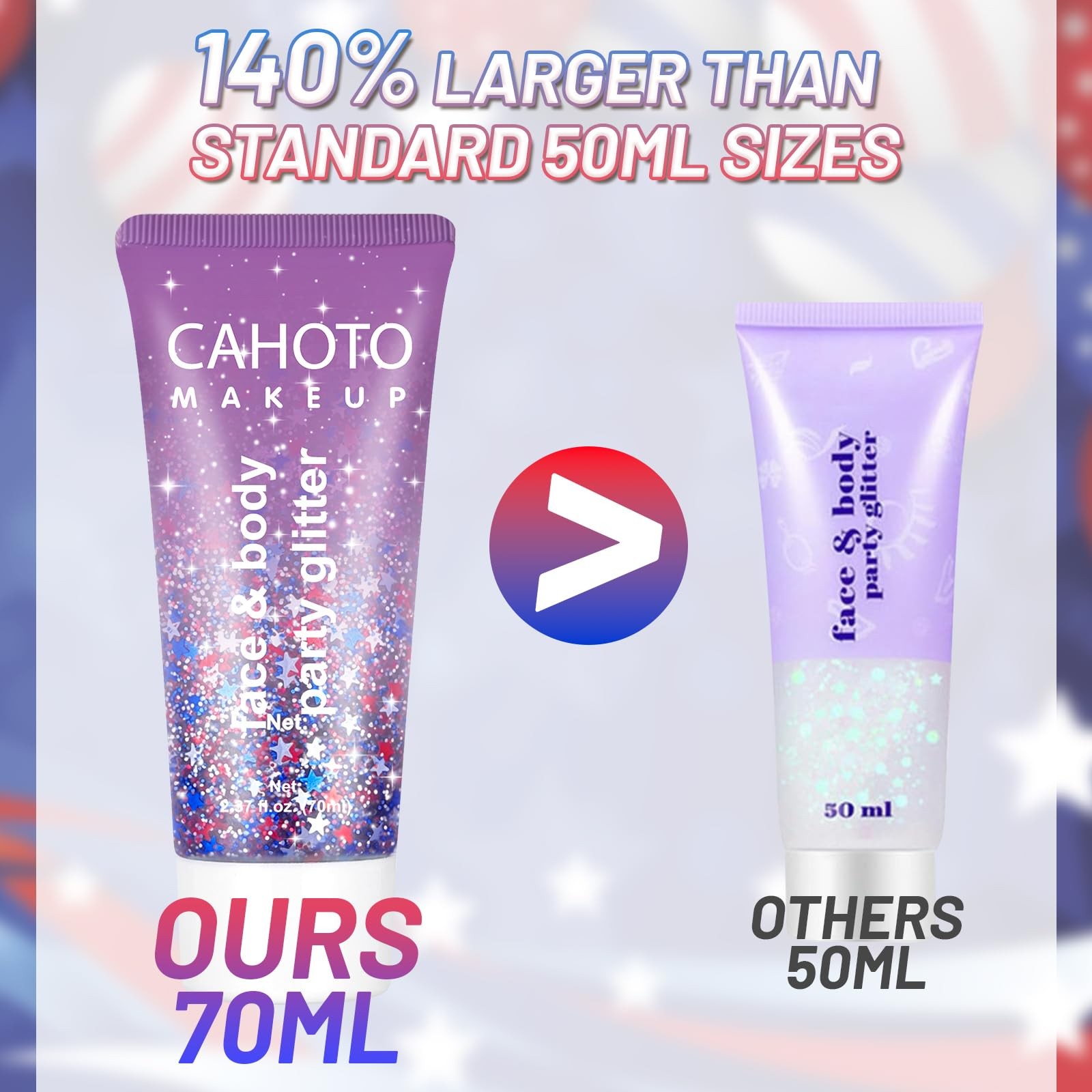 Flag Star Glitter , Red White Blue Star for Body Hair, Patriotic Pride USA Fl…