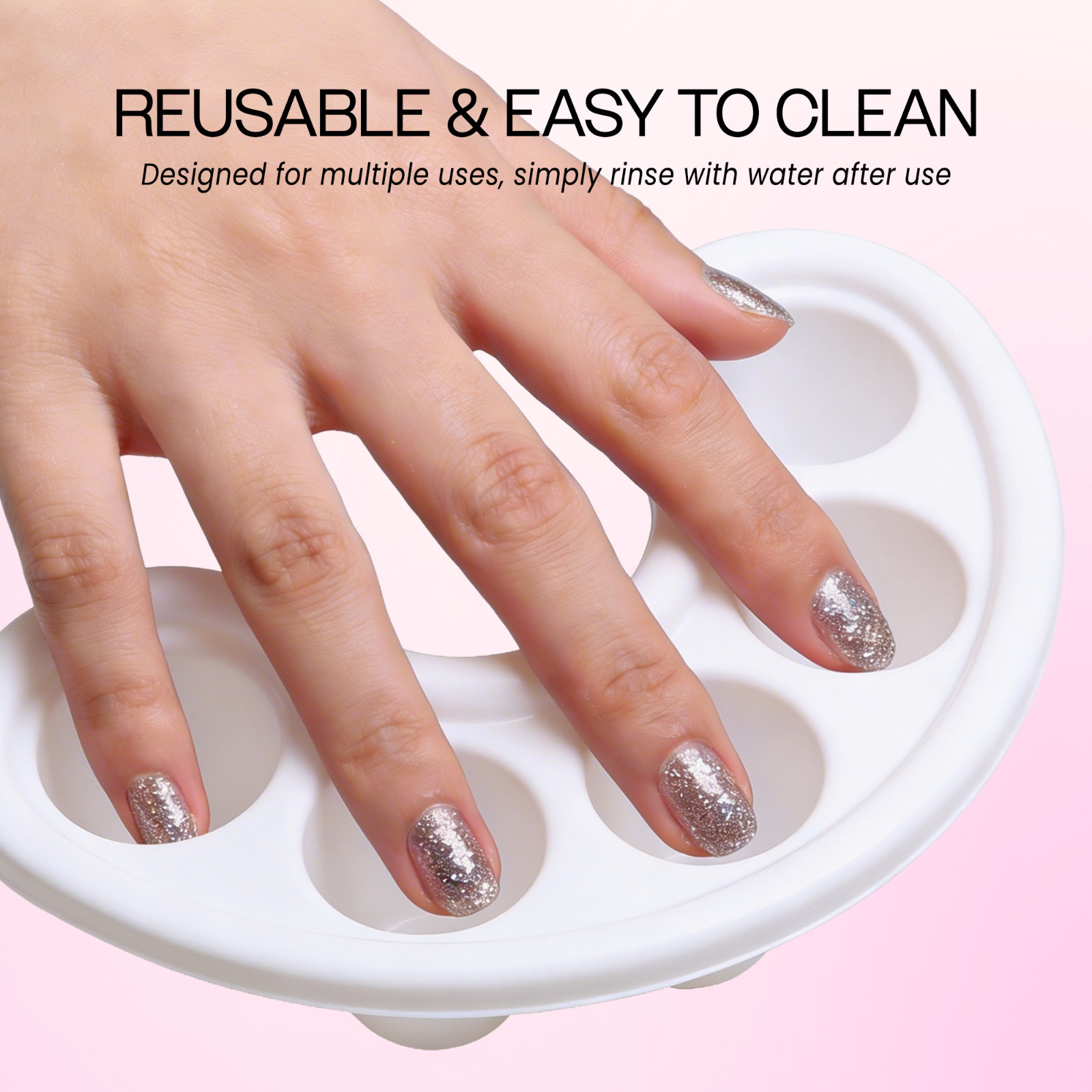 Beauticom Manicure Bowl Nail Art Hand Soak Treatment Tray White – 5 Finger Slots