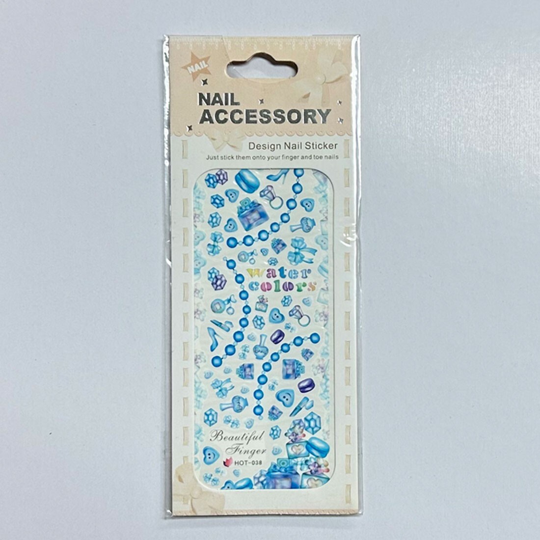 Water color Blue Nail point sticker water decal perfume heart beauty lovely wome