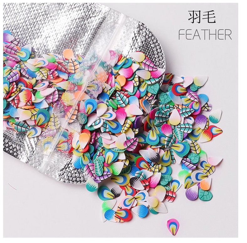1000Pcs 3D Polymer Clay Nail Art Fruit Flower Feather Fimo Slices Decor Crafts