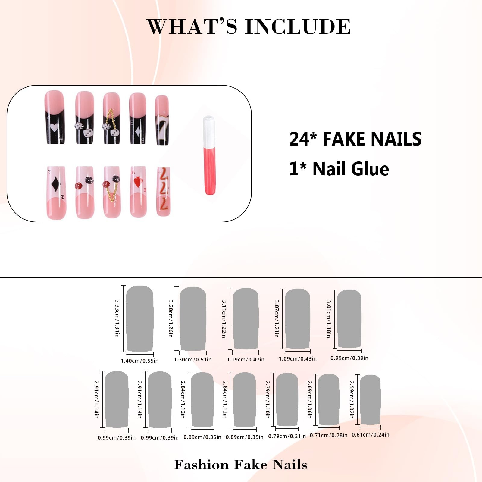 Press on Nails Long Square, Black White French Tips Fake Nails Acrylic False …
