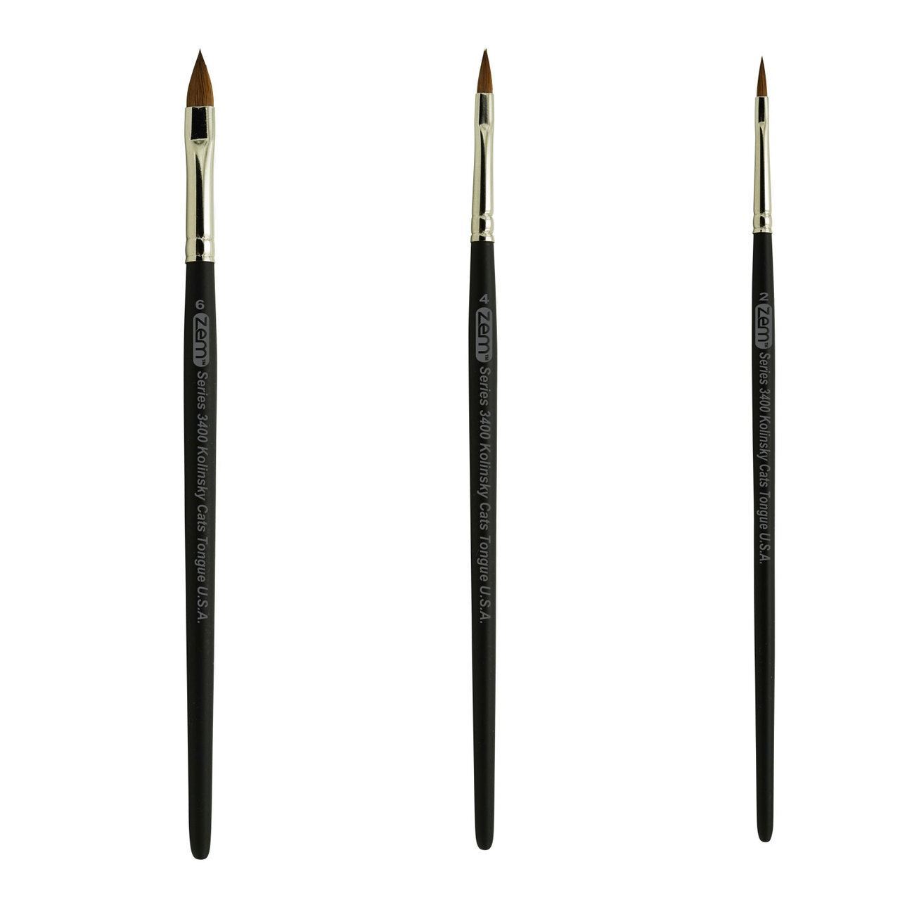 AS-81 Kolinsky Pure Sable Cat’s Tongue Brush Set 3 pcs