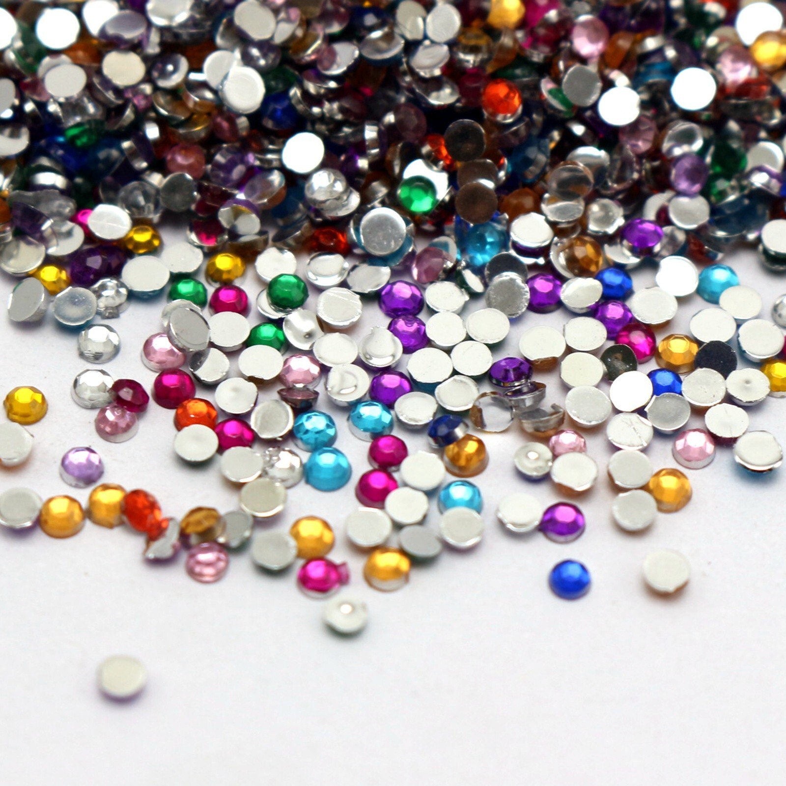 1200 Acrylic Nail Art Round Flatback Rhinestone Gem 2mm with Wheel 12 Colour
