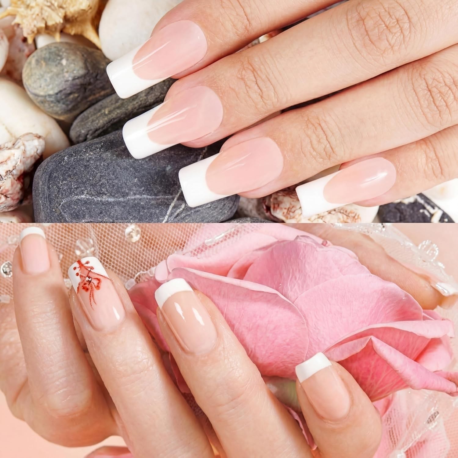 2 Pieces White Nail Pencil and Pencil Sharpener Set, 2 In1 Nail Whitening Und…