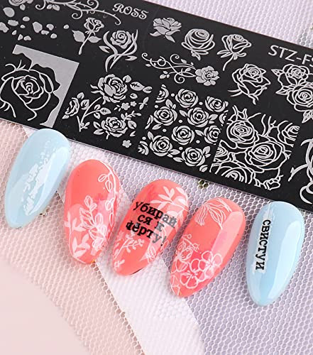 10 Pieces Nail Stamping Plate Abstract Nail Stamps Flower Geometry Snake Lace