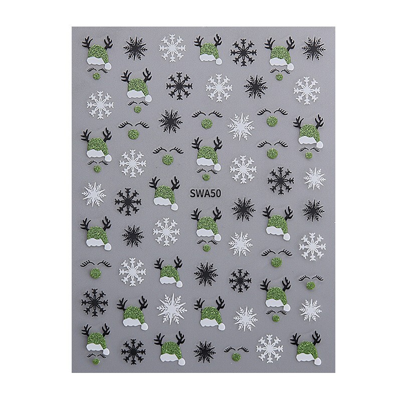 Christmas Nail Art Stickers Snowflake Santa Reindeer Decals Self-Adhesive NS53