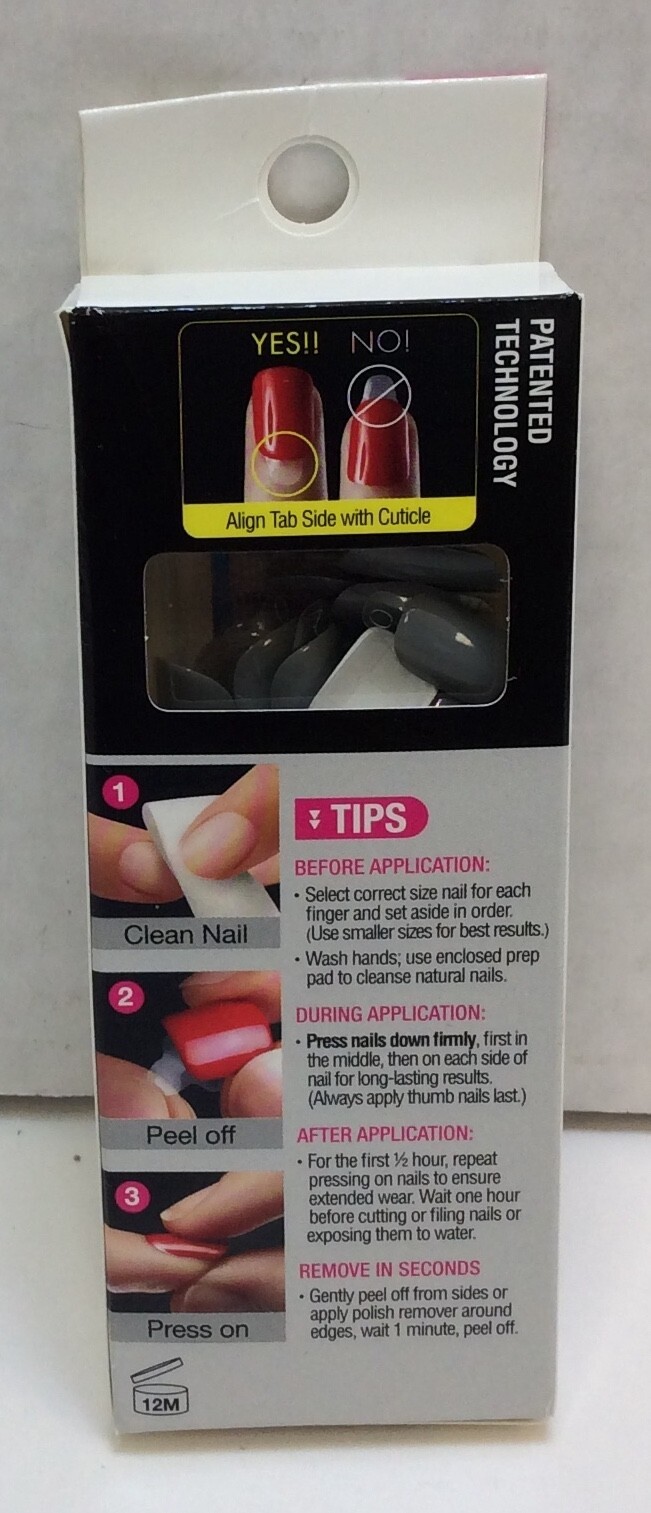 Kiss Press-On Nails, Short length, DPIM05 – Love It, 24 Nails, White Gray Marble