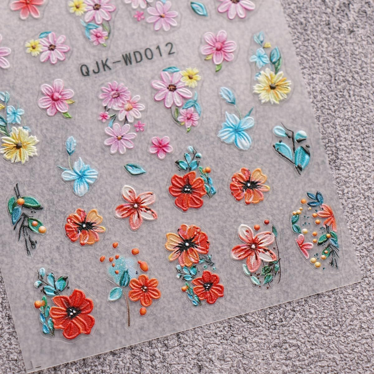 6 Sheets Flower Nail Art Stickers Decals Self-Adhesive Spring Summer Floral Nail
