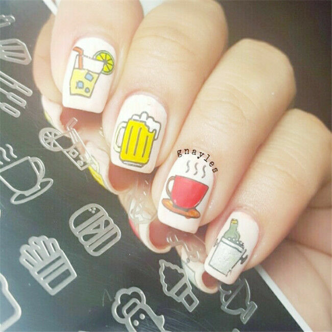 NEW NJX 009 Manicure Nail Art Stamp Template Food Dessert Design Image Plate