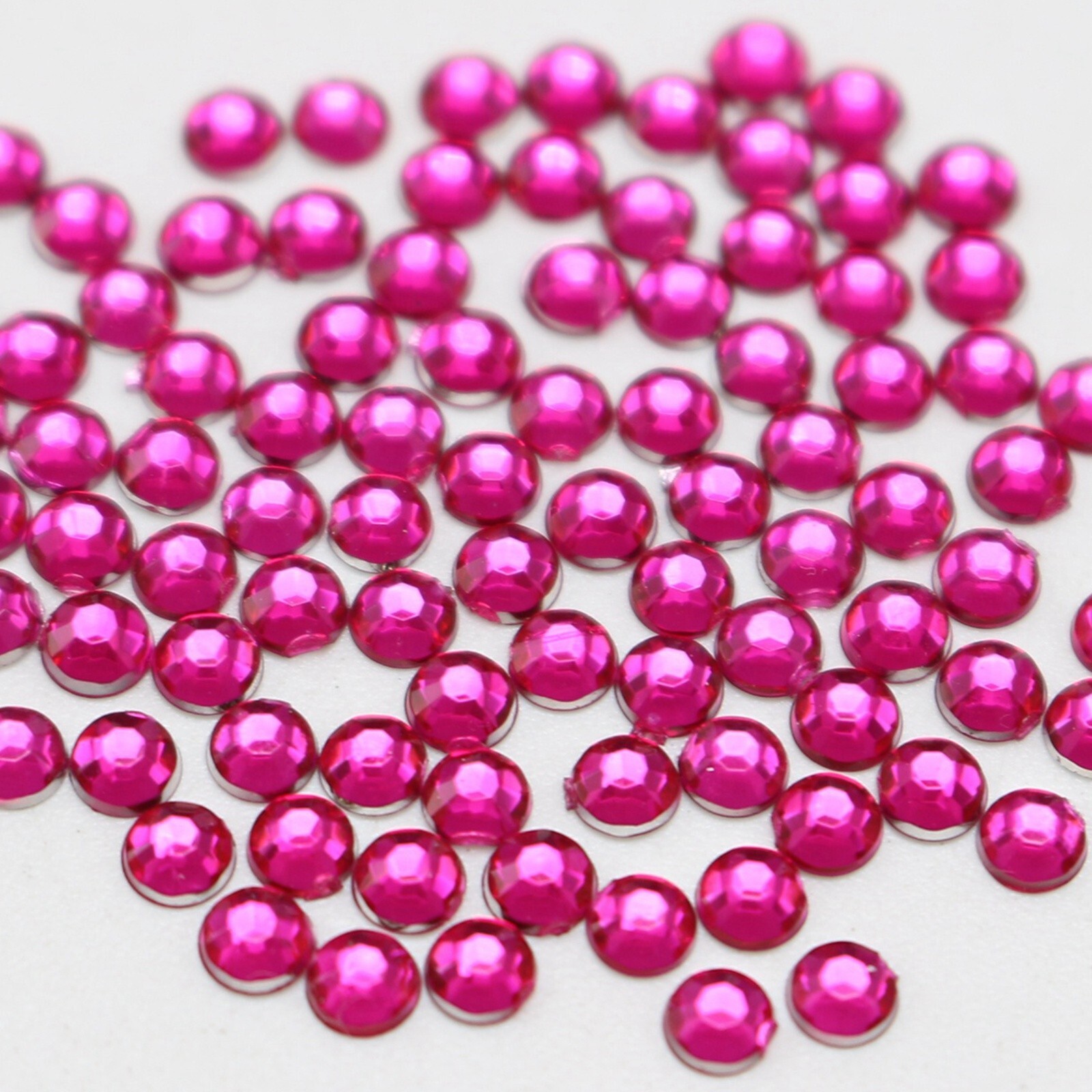 2000 Hot Pink Acrylic Faceted Round Flatbacks Rhinestone Gems 3mm 12ss Nail Art
