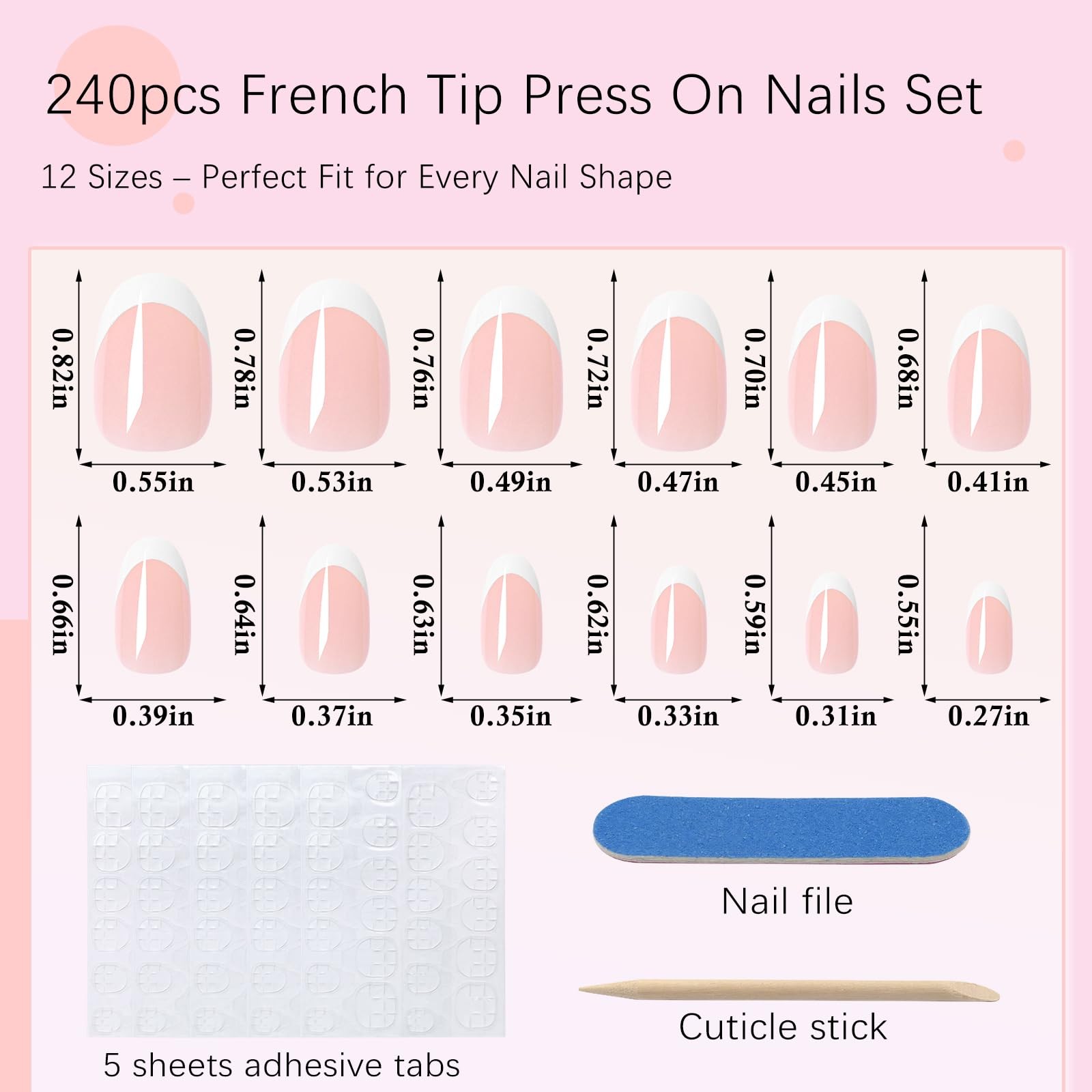 AddFavor 240pcs French Tip Press on Nails Short Oval Fake Nails, White French…