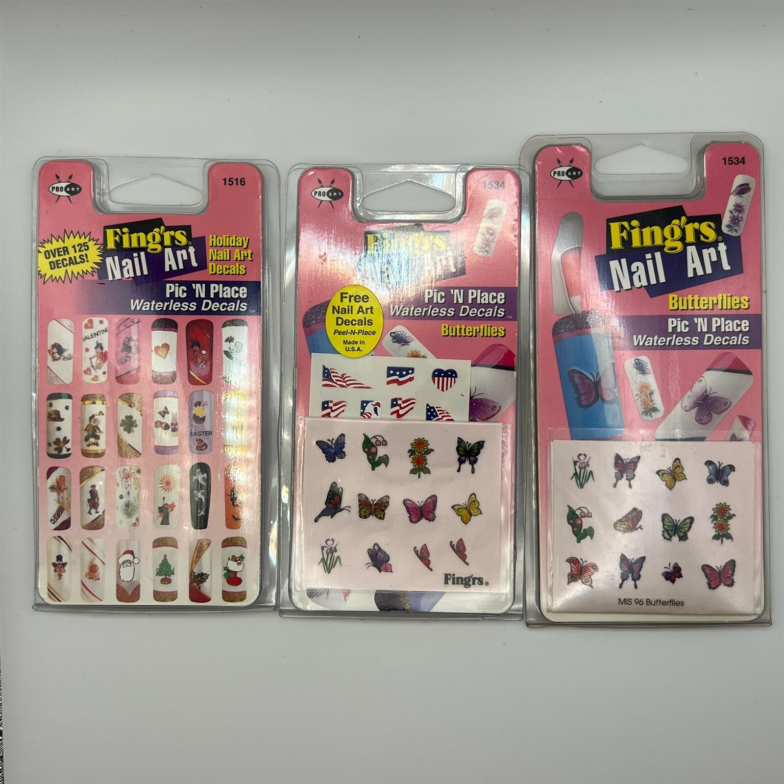 Fing’rs Nail Art Pic ‘N Place Waterless Decals Holiday 1516 & Butterflies 1534