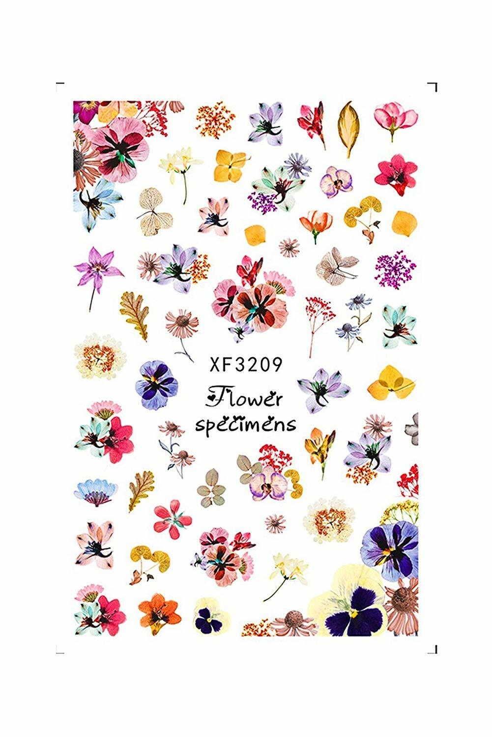 Nail Art 3D Stickers Stones Design Decoration Tips Flowers Purple Pink XF3209