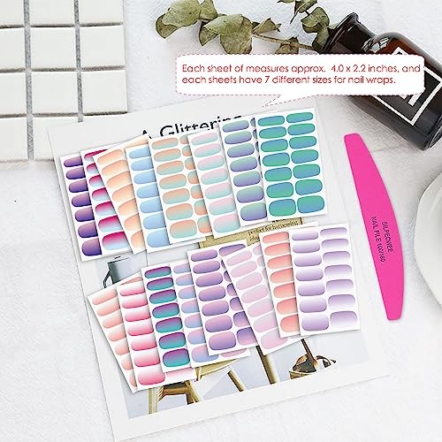 16 Sheets Nail Wraps Self Adhesive Nail Polish Stickers Stick on Mermaid Color