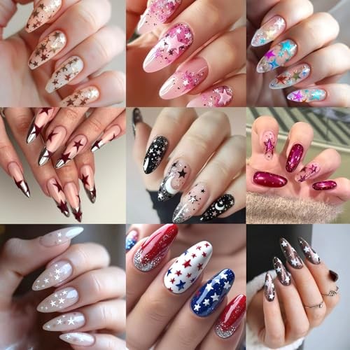 Star Nail Art Stickers 8 Sheets 4th of July Nail Decals Star Nail Stickers 15