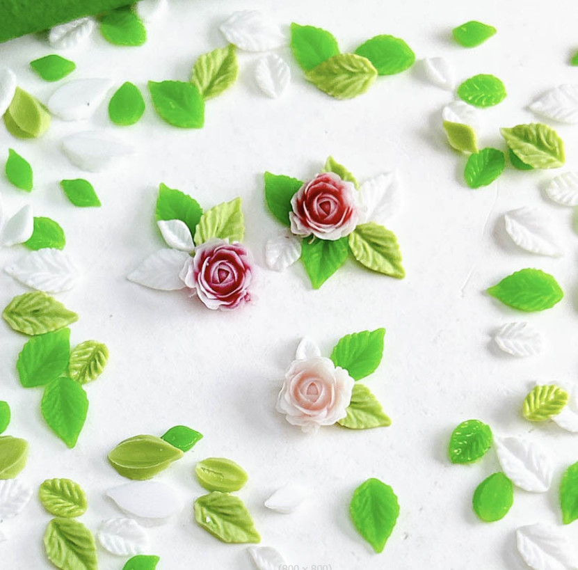 20Pcs Mixed Nail Art Charms Jewelry Accessories Resin Spring Green Leaf NH25