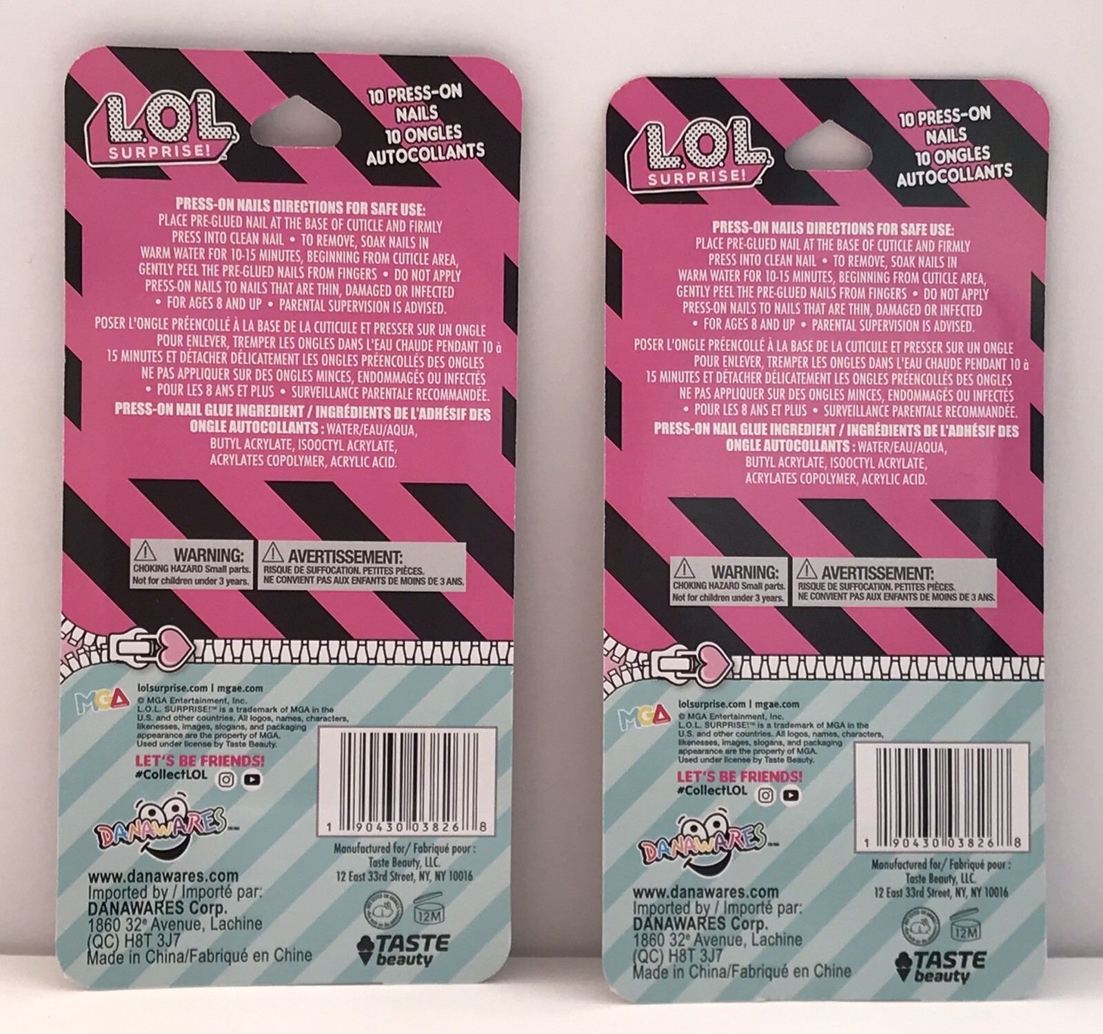 New Sealed! 2 Packs of 10pc Lol Surprise Press- On Nails Gift Set For Girls