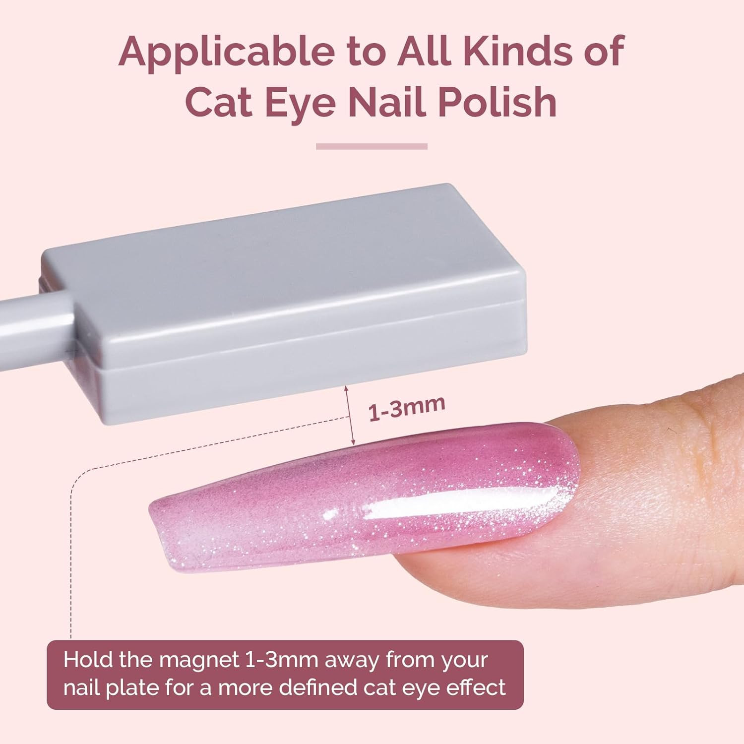 Nail Magnet Set 12PCS, Cat Eye Gel Nail Polish Magnets, Square round Double Ende