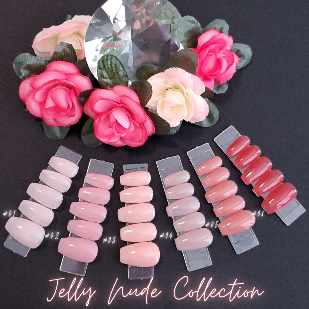 #03 Beige Pink Jelly Nude Press On Nails | Handmade | Hard Gel Glue On Nails