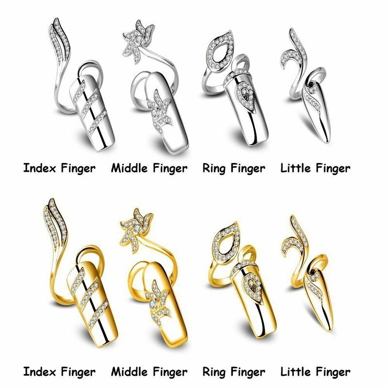 Nail Ring Creative Opening Korean-Style Women’s Temperament Chic and Unique 2pcs