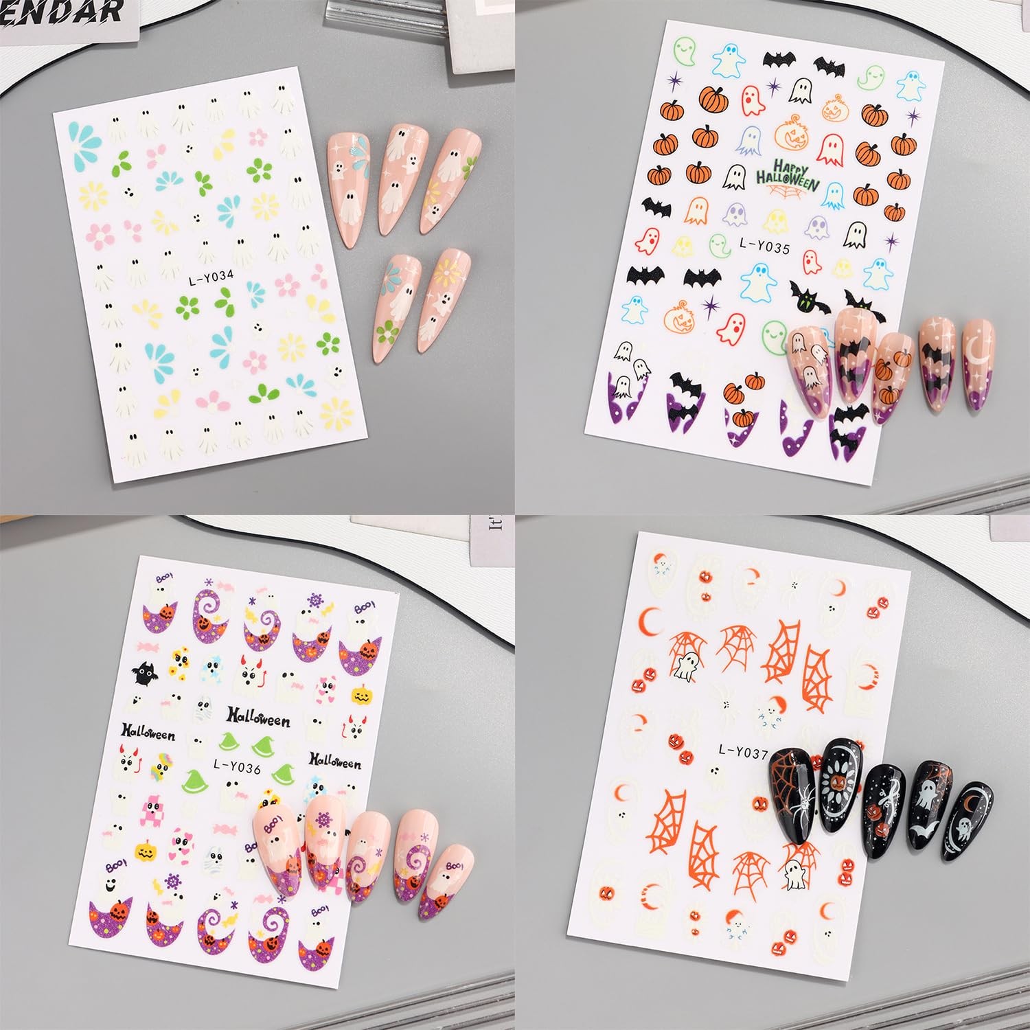 Halloween Nail Stickers for Nail Art Glow in The Dark 3D Self-Adhesive Supplies