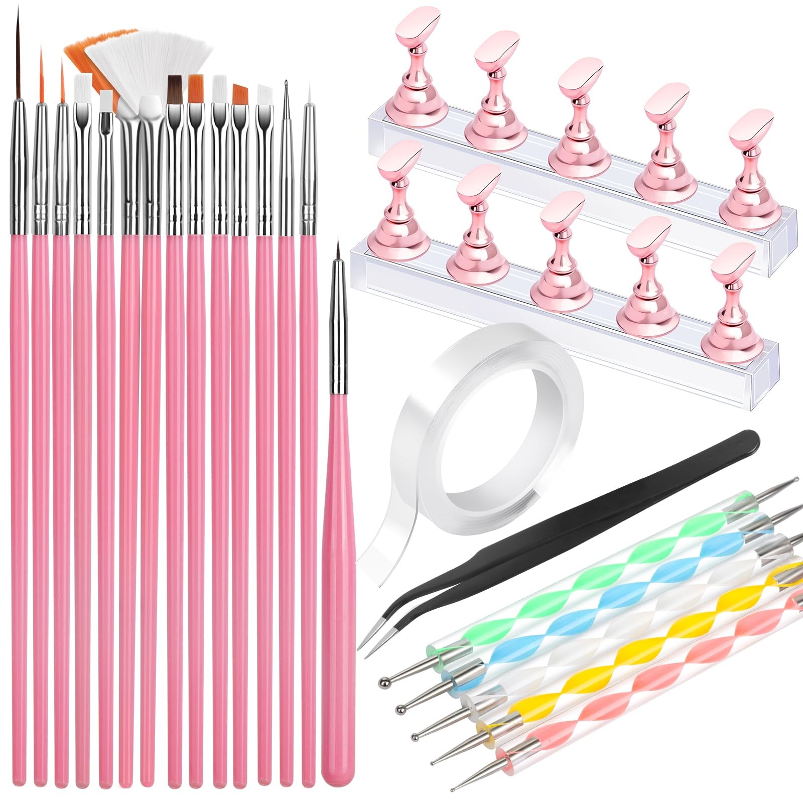 Nail Art Tools, Nail Brush, 15 PCS Nail Art Brushes, 5 PCS Nail Dotting Tool,…