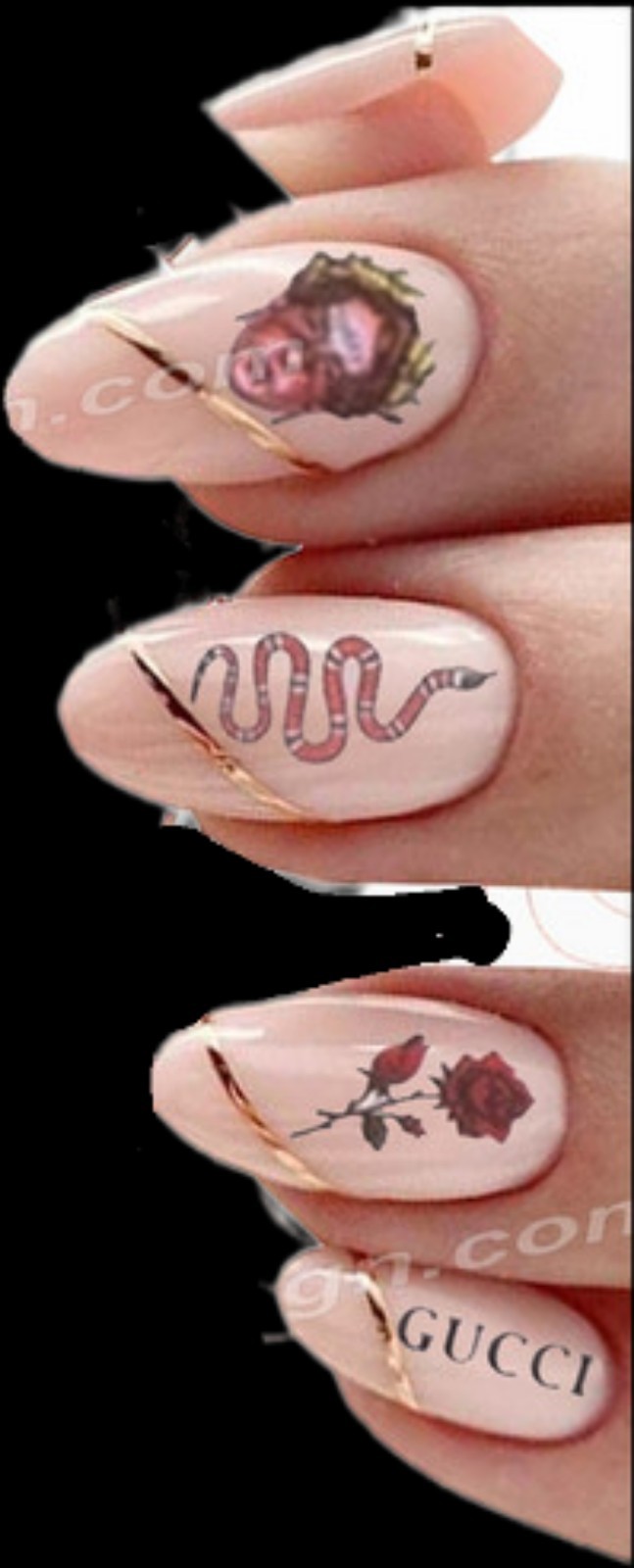 NWT NAIL ART DESIGN SELF-SEAL STICKERS SOLID TAN, RED SNAKES N°107!