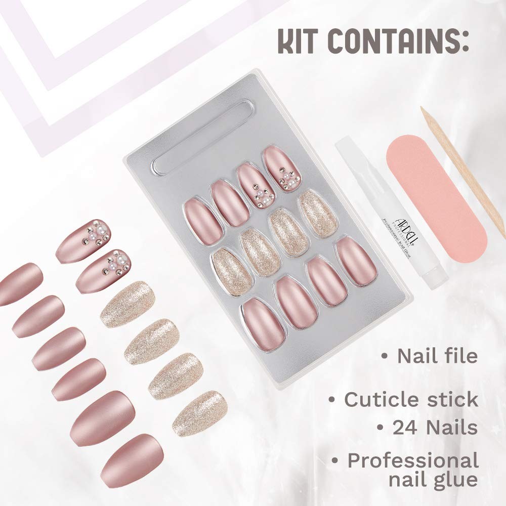 Ardell Nail Addict Premium Artificial Nail Set, 62111.2 Metallic Lilac Pearl