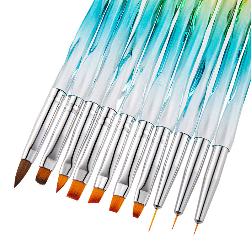 10pcs Acrylic UV Gel Nail Art Design Set Painting Drawing Brush Pen Tools