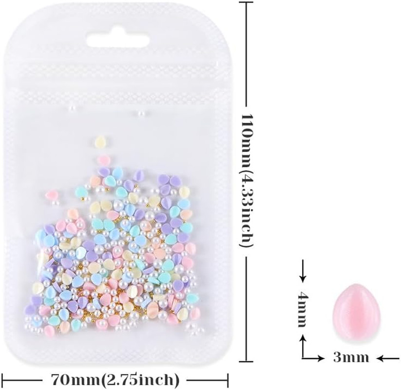 Flowers Nail Charms 3D Resin Colorful Petals Charms for Acrylic Nails Gold Pearl