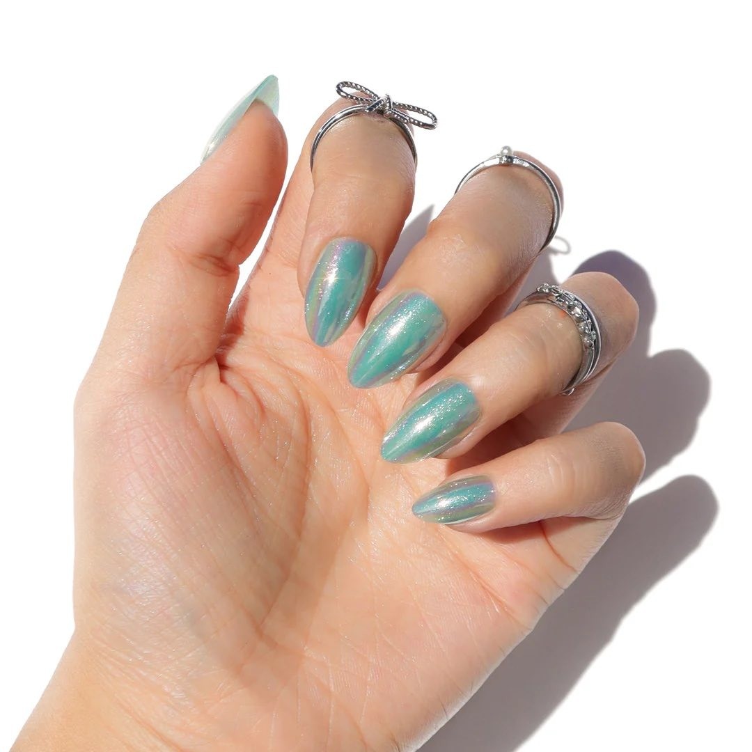 Nail Reformation Iridescent Crystal Ornament Almond Press On Nails Kit 32 Pcs