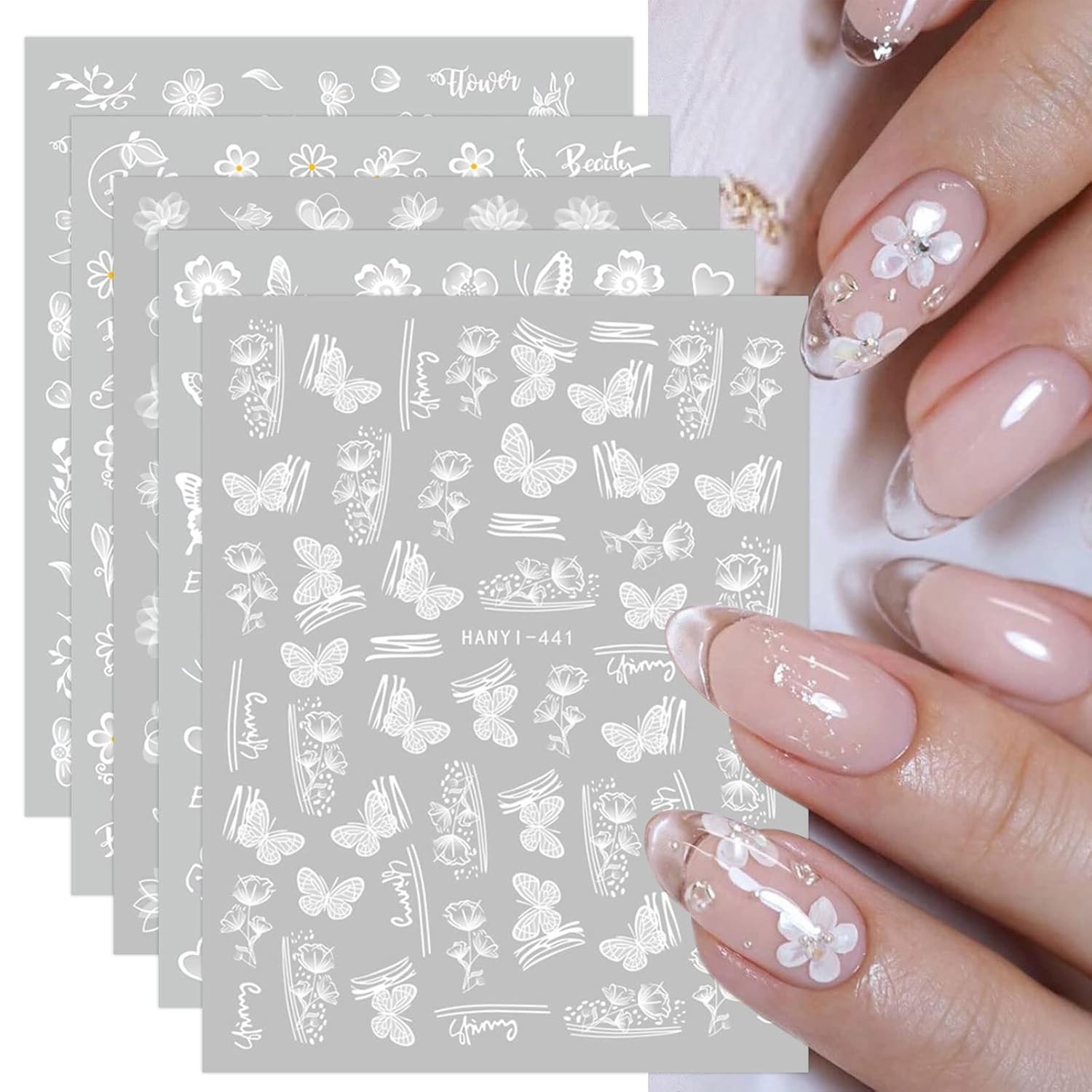 Spring Flower Nail Art Decals 12 Sheets Self Adhesive Easy to Use for Beginners