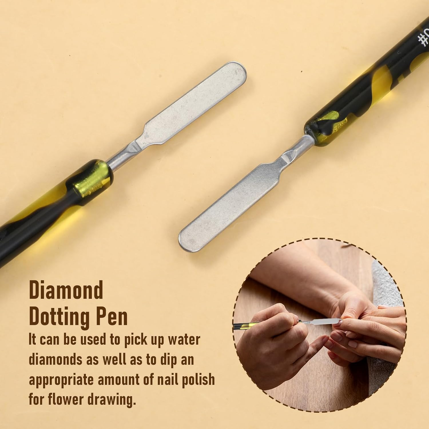 2 Pcs Acrylic Nail Art Brush French Tip Gel Brush with Stirring Rod Dual-Ended P