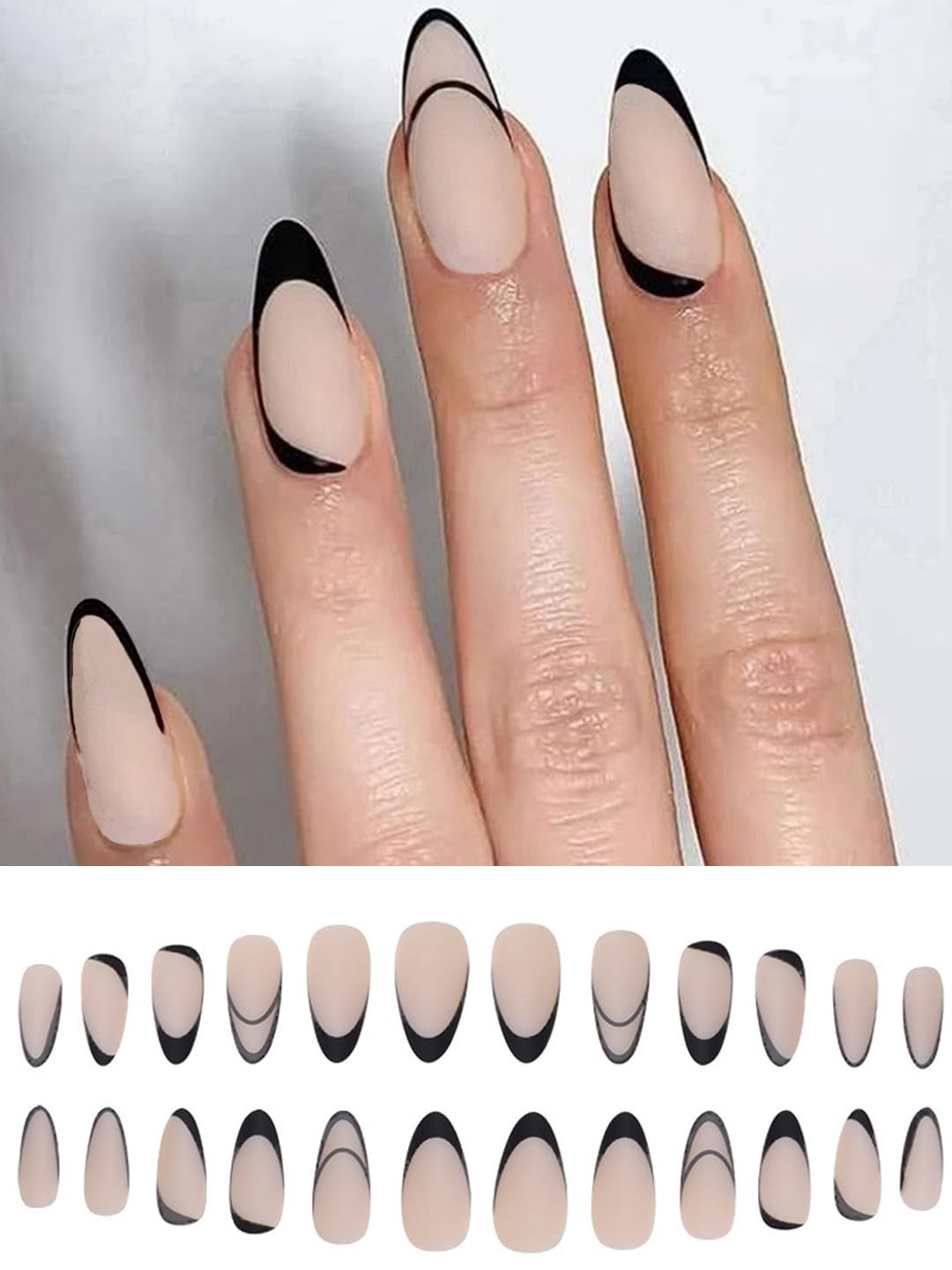 Secret Lives Reusable Artifical Fake False Press on Nails Translucent 24 Set