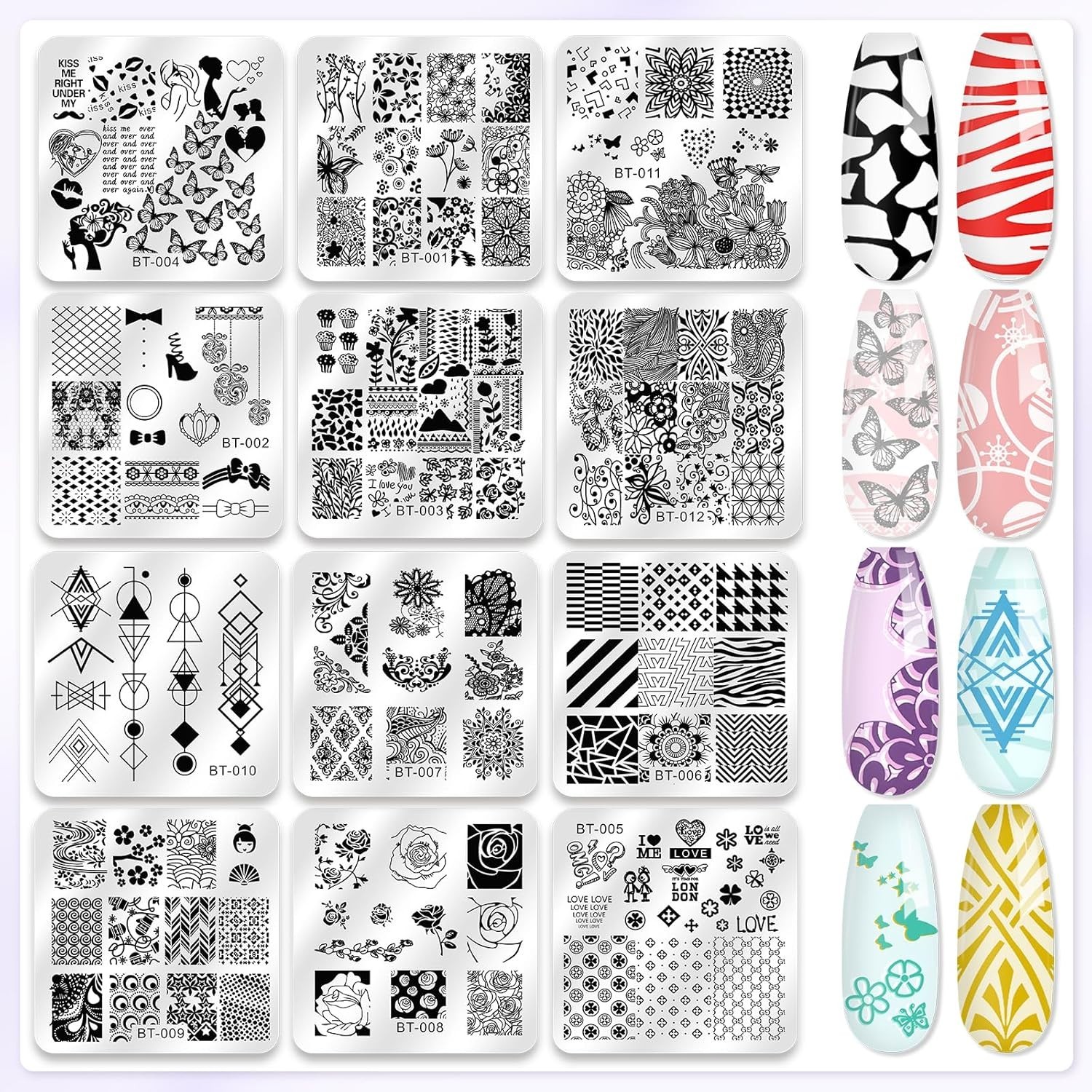 Valentine’s Gift: Nail Art Stamper Kit with 12 Plates & 8 Stunning Gel Polishes