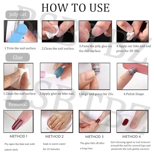 30Pcs Handmade Nails 3D Flower Press on Nails Almond Ocean Starfish Style 3