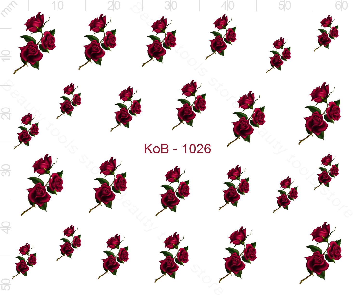 Nail Art Water Transfer Stickers Decal Pretty Red Roses Flowers KoB-1026