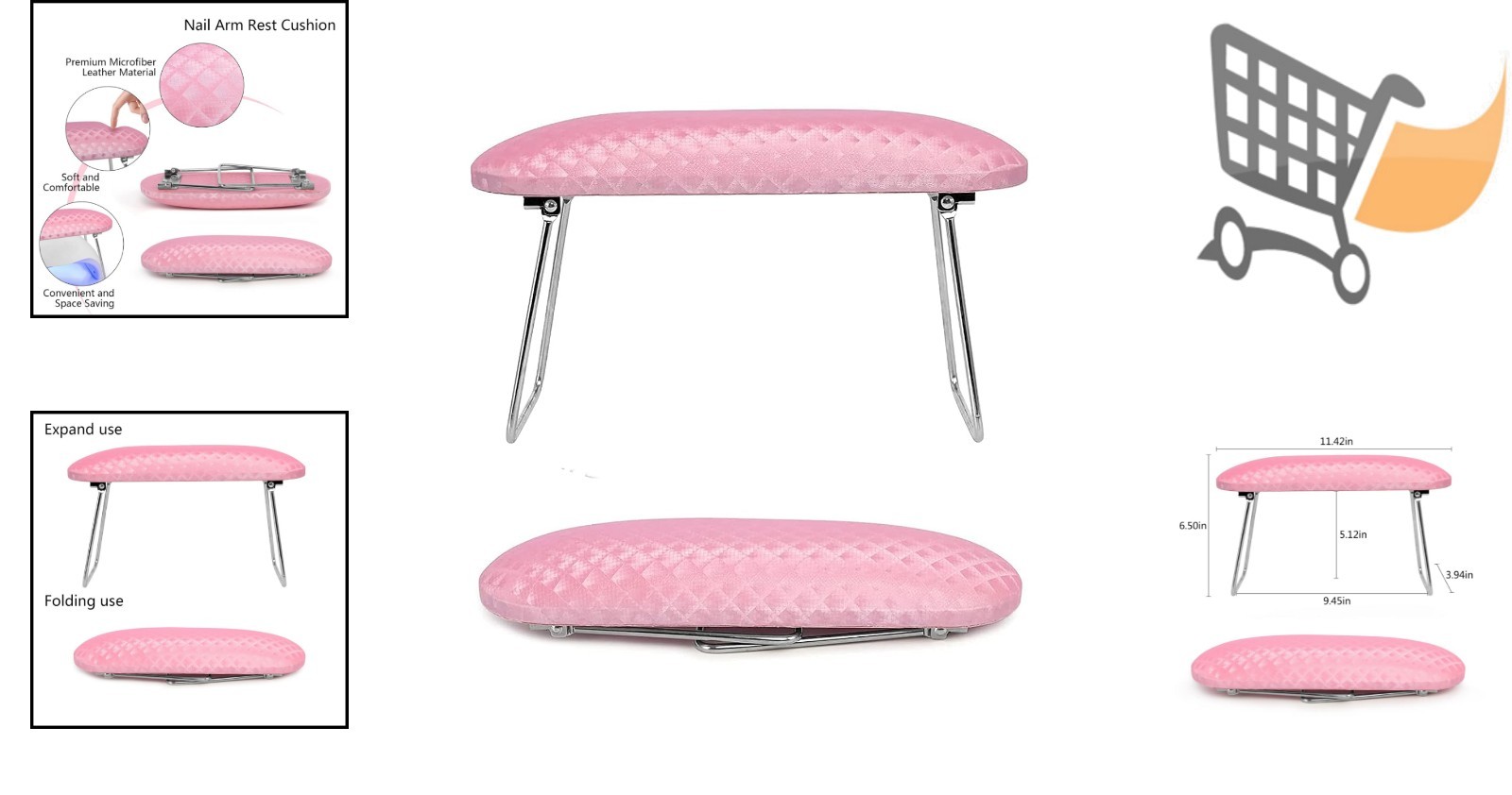 Nail Arm Rest Microfiber Leather Nail Technician Stand Cushion Non-slip Pink