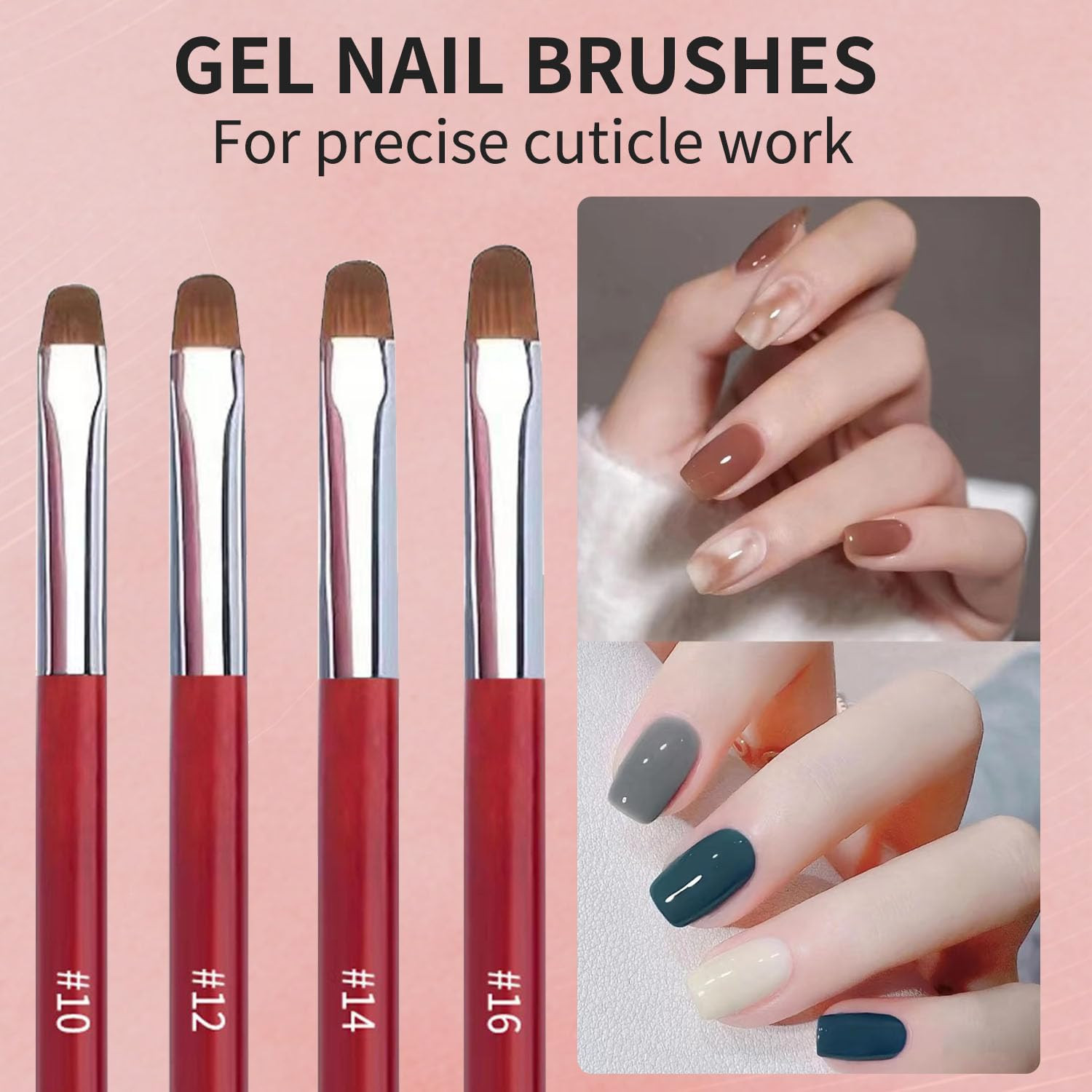 4Pcs French Tip Brush, Double-Ended French Brushes for Nails with Dotting Tool,
