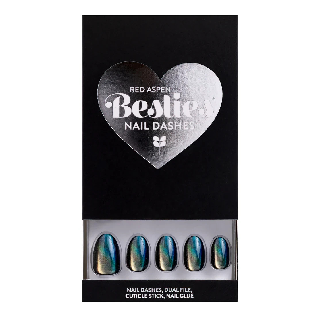 Red Aspen Press On Nails-Michelle in Modern Times-Short-Almond-Cat-Eye Aura