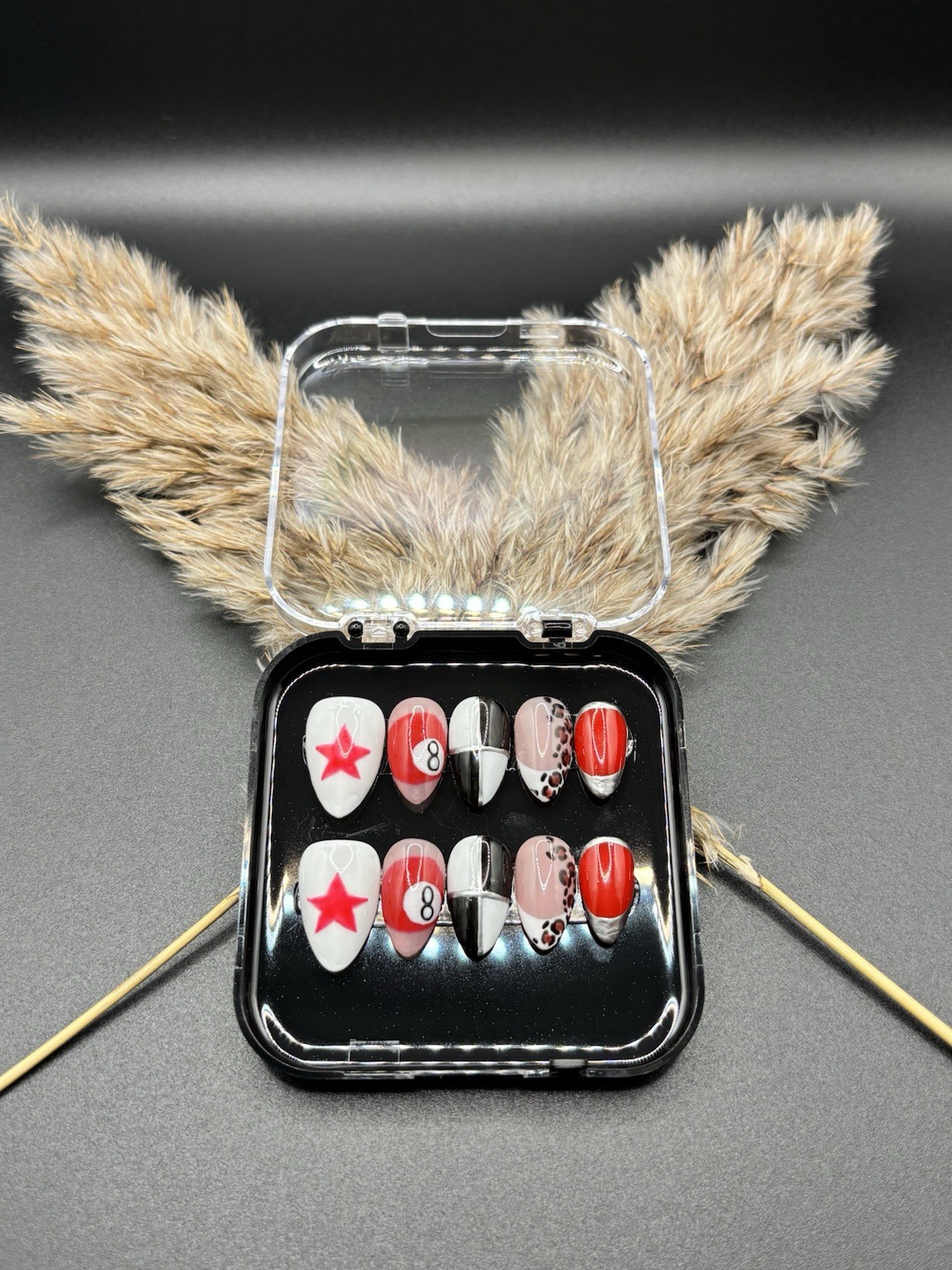 Lucky 8 Ball | Handmade Western Press-On Nails | Short Almond | Custom Sizing