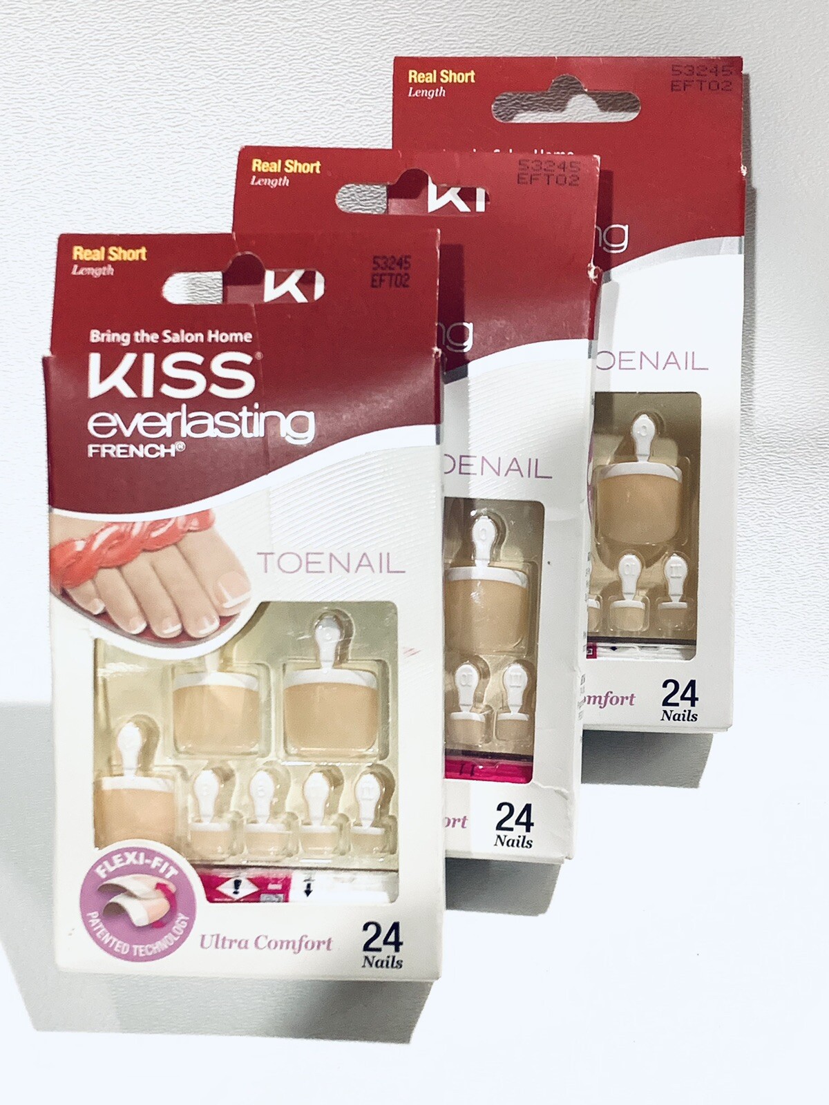 3X24 Kiss Everlasting French Nails Real Shot, New Box,Dry Glue #53245 EFT02