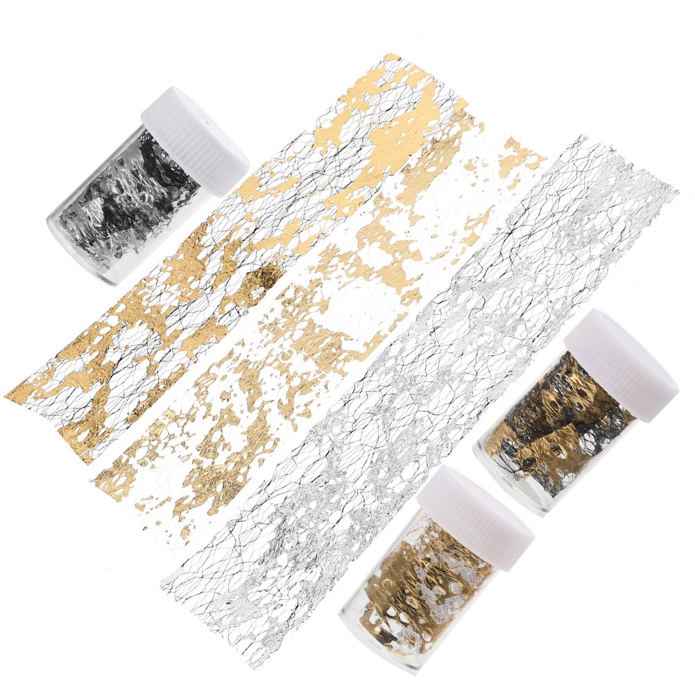 6Pcs Nail Art Flat Tips Gold Foil Assorted Color DIY Manicure Decor