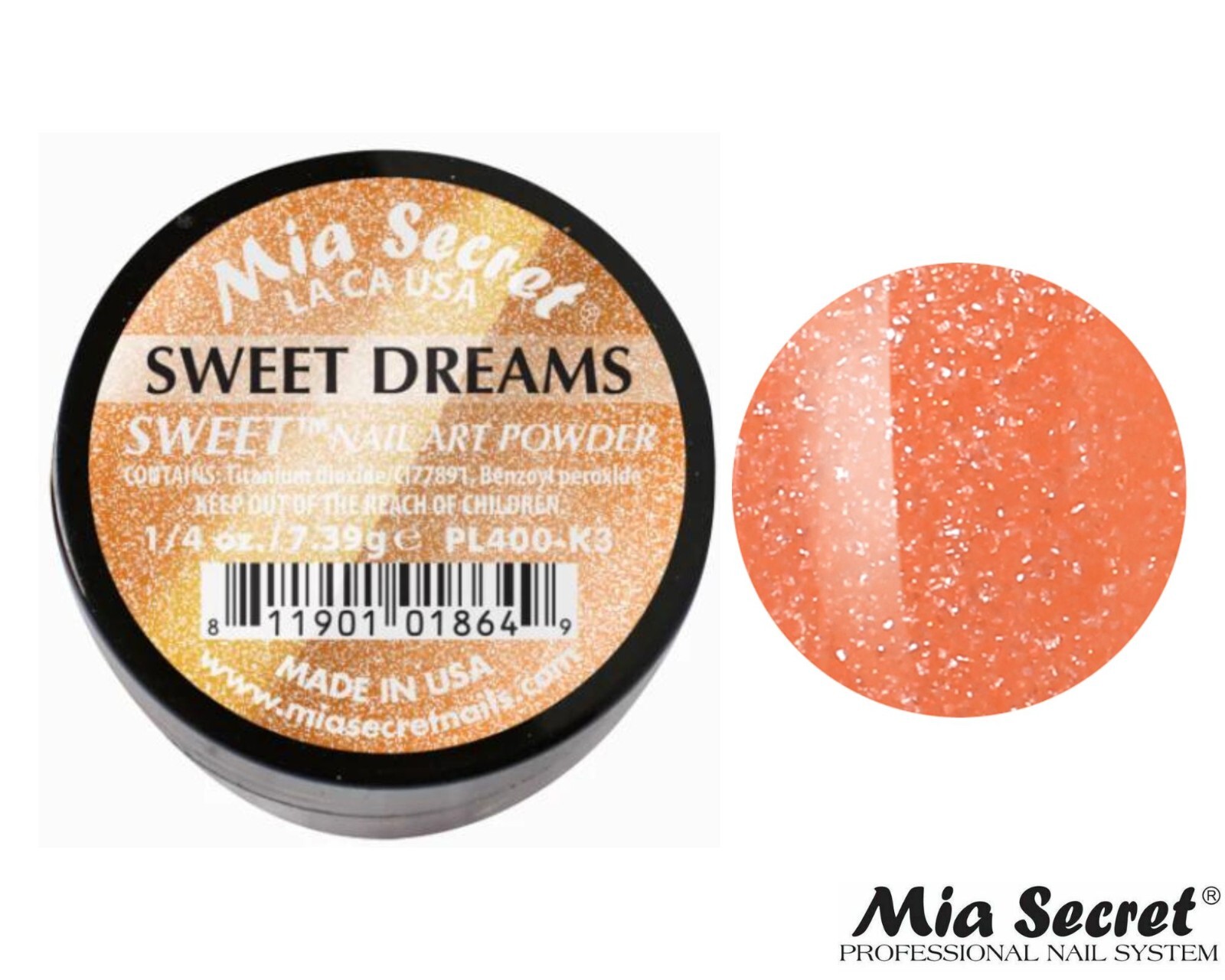 MIA SECRET Nail Art Powder 1/4oz- Sweet Dreams (SWEET COLLECTION)