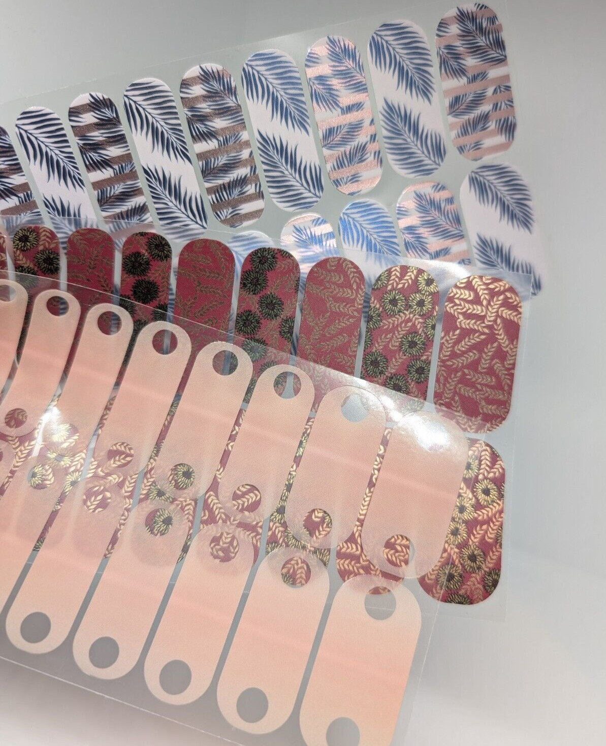 Jamberry Nail Wraps Full Sheets – Copper Gold Blush Floral Mood Lot of 5