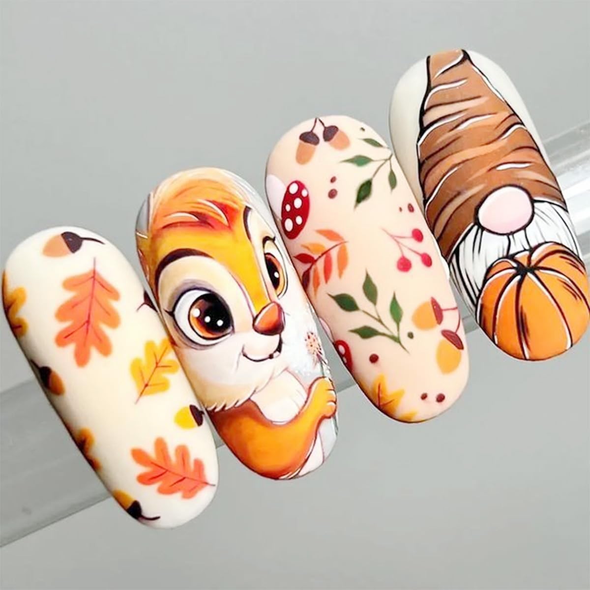 6 Sheet Thanksgiving Turkey Nail Stickers for Art 5D Embossed Orange